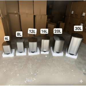 thùng rác inox đạp chân dạng vuông